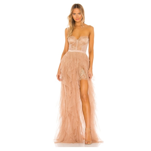 For Love And Lemons Dresses & Skirts - For love and lemons X REVOLVE Bustier Gown in Warm Taupe (size small)